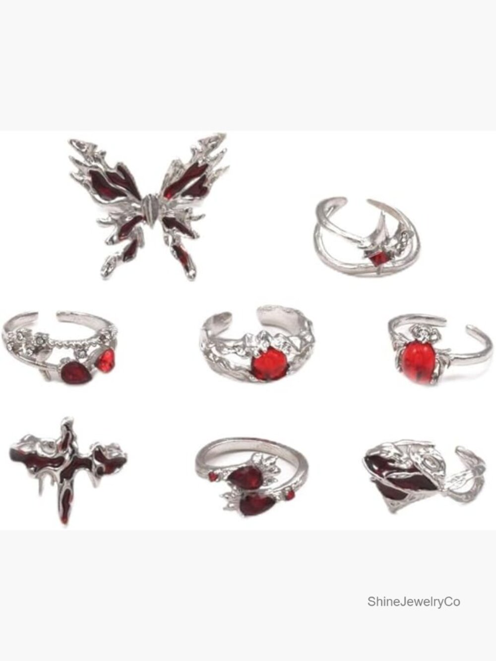 7/8 Pcs Gothic Spider Vintage Silver Knuckle Rings Set Adjustable Stackable